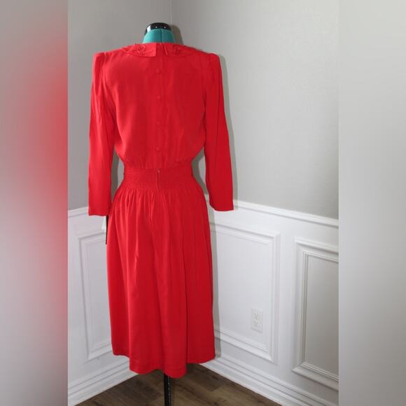 NWT Vintage Karin Stevens Red Beaded Dress | Women’s 6 | RARE Deadstock 1980s - Picture 2 of 7